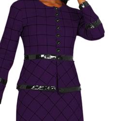 Divine Apparel Women's Plus Size Purple Bold Button Down Women's Skirt Suit