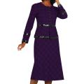 Divine Apparel Women's Plus Size Purple Bold Button Down Women's Skirt Suit