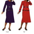 Divine Apparel Women's Plus Size Purple Bold Button Down Women's Skirt Suit