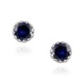 Icz Stonez Sterling Silver Lab-created Sapphire Stud Earrings (2.1ct TGW)
