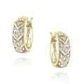 18k Yellow Gold over Silver Diamond Accent Chevron Hoop Earrings