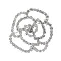 Roman Silvertone Crystal Pave Rose Brooch