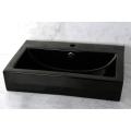 Black Vitreous China Rectangular Recess Table/ Wall Mount Bathroom Sink