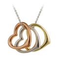 Sterling silver Tri-color Open Heart Necklace