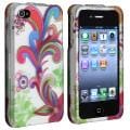 White/ Colorful Flower Rubber Coated Case for Apple iPhone 4/ 4S