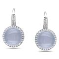 14k White Gold Chalcedony and 1/3ct TDW Diamond Earrings (H-I, SI1-2)