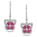 14k White Gold 1ct TDW Pink and White Diamond Earrings (H-I, I1-I2)