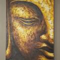 Acrylic Canvas 'Golden Profile' Painting (Indonesia)
