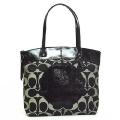 Coach 'Laura North South' Black Grey Signature Tote Bag
