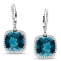 14k White Gold Blue Topaz and 7/8ct TDW Diamond Earrings (H-I, SI1-SI2)