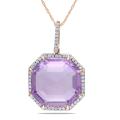 14k Pink Gold Amethyst and 1/4ct TDW Diamond Necklace (H-I, SI1-SI2)