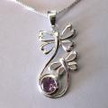 Sterling Silver Amethyst Duo Butterfly Necklace (Thailand)