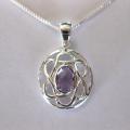 Sterling Silver Celtic Pendent w/Oval Shaped Natural Amethyst (Thailand)