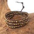 Gold Muse Crystal Tribal Wrap Leather Bracelet (Thailand)