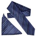 Boston Traveler Men's Diagonal Pinstripe Microfiber Tie and Hanky Set