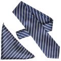 Boston Traveler Men's Diagonal Stripe Microfiber Tie and Hanky Set