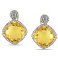 14k Yellow Gold Citrine and 1/2ct TDW Diamond Earrings (H-I, SI1-SI2)