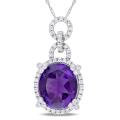 14k White Gold Amethyst and 3/5ct TDW Diamond Necklace (H-I, SI1-SI2)