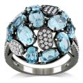 14k White Gold Sky Blue Topaz and 1/3 CT TDW Diamond Ring (H-I, SI1)