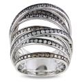 14k White Gold Blue Topaz and 3/4ct TDW Brown Diamond Ring