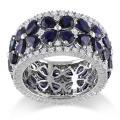 14k White Gold Sapphire and 1 1/10 CT TDW Diamond Ring (H-I, SI1-SI2)