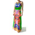 Tabeez Women's Vibrant Print Halter Maxi Dress