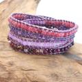 Purple Amethyst Multi Tonal Faceted Stone 5-Wrap Bracelet (Thailand)