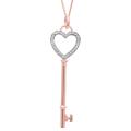 Rose Gold over Silver 1/8ct TDW Diamond Heart Key Necklace (H-I, I1-I2)