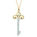 Gold over Silver 1/8ct TDW Diamond Fleur de Lis Key Necklace (H-I, I1-I2)