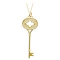 Gold over Silver Diamond Accent Clover in Oval Key Necklace