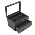 Carbon Fiber Pattern Glass Top 20-watch Case