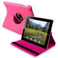 Hot Pink 360-degree Swivel Leather Case for Apple iPad 2