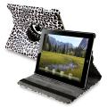White/ Purple Leopard 360-degree Swivel Leather Case for Apple iPad 2