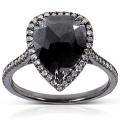 14k Gold 3 1/2ct TDW Certified Black and White Diamond Ring (J-K, I1-I2)