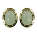 Gems For You 14k Yellow Gold Oval Jade Stud Earrings