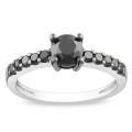 Sterling Silver 1ct TDW Black Diamond Engagement-style Ring