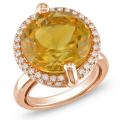 14k Pink Gold Citrine and 1/4ct TDW Diamond Cocktail Ring (H-I, SI2)