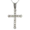 10k White Gold 1/2ct TDW Diamond Cross Necklace (I, I3)