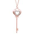 Rose Gold over Silver 1/6ct TDW Diamond Heart Key Necklace (H-I, I1-I2)