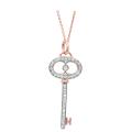 Rose Gold over Silver 1/5ct TDW Diamond Oval Key Necklace (H-I, I1-I2)