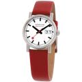 Mondaine Women's 'Evo Big Date' Stainless Steel Red Leather Watch