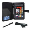 Amazon Kindle Fire Black Leather Case/ Stylus Pen/ USB Cable