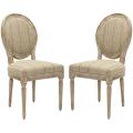 French Royale Oval Antiqued Taupe Side Chairs (Set of 2)