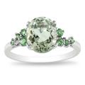 Sterling Silver 2 1/3ct TGW Green Amethyst and Tsavorite Fashion Ring