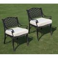 Black Cast Aluminum Cushioned Dining Chairs (Set of 2)