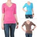 Journee Collection Junior's Half-sleeve V-neck Tee