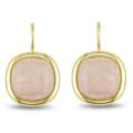 18k Yellow Gold Rose Quartz Leverback Earrings