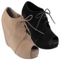 Hailey Jeans Co Women's 'Shower' Lace-up Peep Toe Wedge Bootie