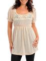 Stanzino Women's Plus Size Beige Puff Sleeve Baby Doll Top