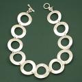 Handcrafted Alpaca Silver 'Hammered and Polished Discs' Link Necklace (Mexico)